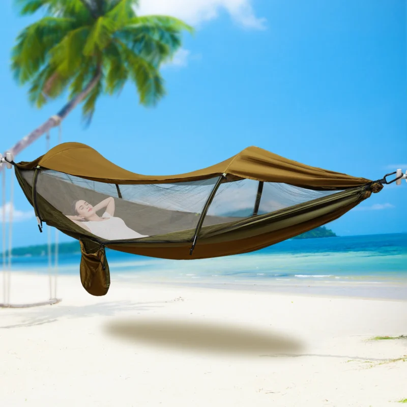 Portable Camping Hammock with Mosquito Net - 350 lbs Capacity for Outdoor Adventures - Image 2