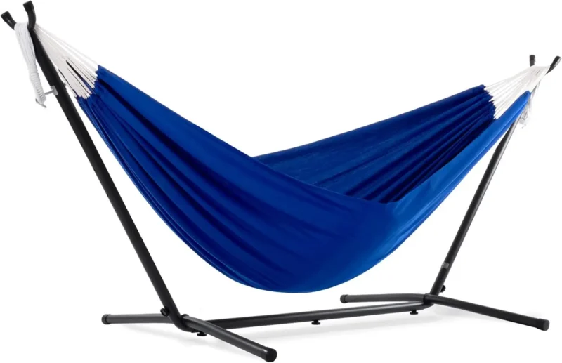 Double Polyester Hammock with Steel Stand - 450 lb Capacity for Indoor & Outdoor Relaxation - Image 8