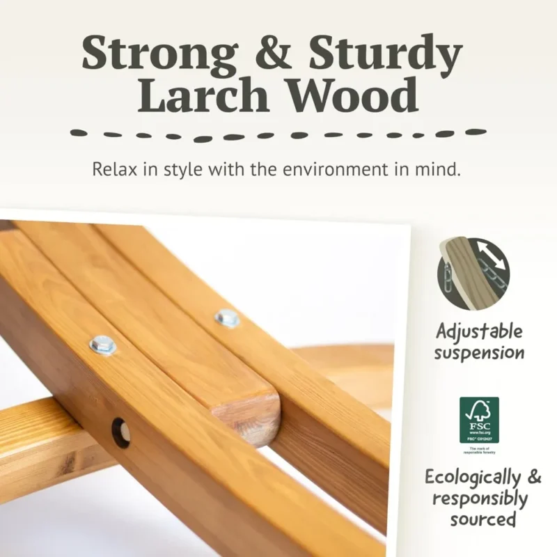 Double Olefin Hammock with Larch Wood Stand - 350 lbs Capacity for Backyard Relaxation - Image 6