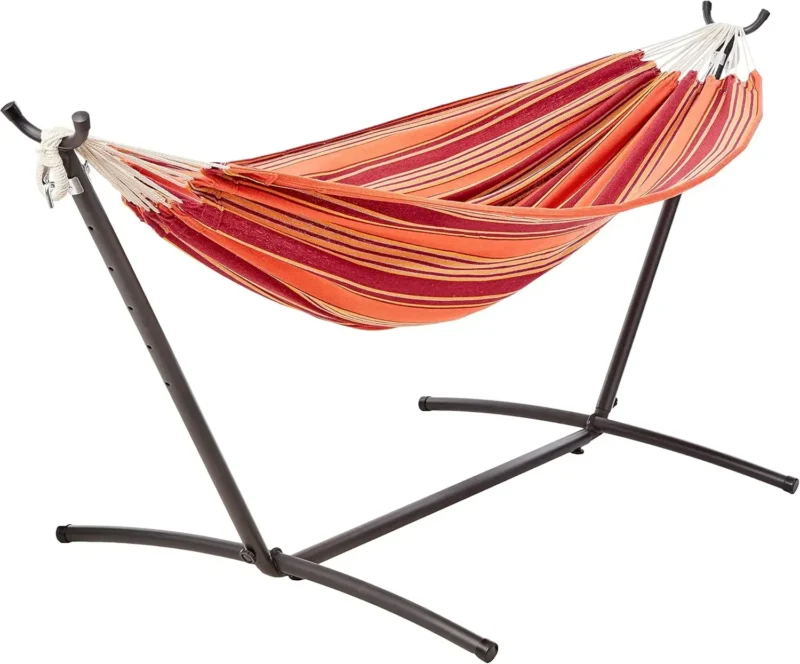Double Fabric Hammock with Space-Saving Steel Stand - 450 lbs Capacity for Patio & Backyard - Image 7