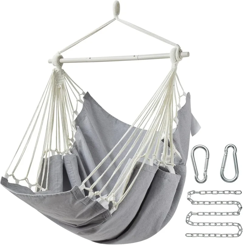 Hanging Hammock Chair Swing with Footrest - 500 lbs Capacity for Indoor & Outdoor Use - Image 7