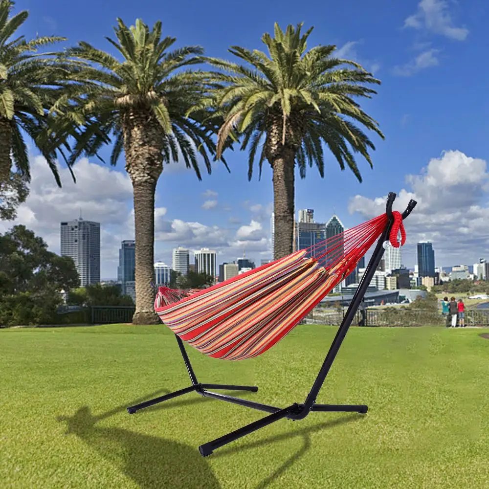 Portable camping hammock with convenient carry bag for quick setup