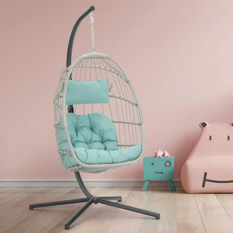 Hanging Egg Chair with Aluminum Frame - 370 lbs Capacity for Indoor & Outdoor Patio - Image 7