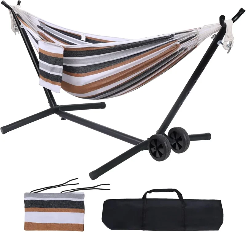 Portable Double Hammock with Rolling Stand - 450 lbs Capacity for Outdoor Relaxation - Image 7
