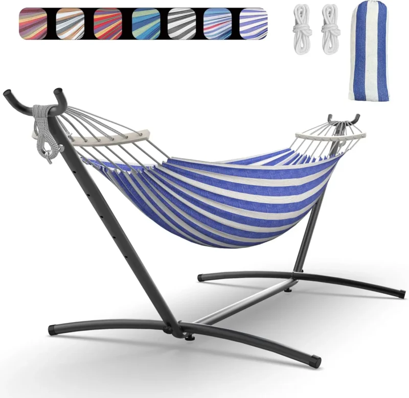 Double Hammock with Steel Stand - 600 lbs Capacity for Indoor & Outdoor Use - Image 8