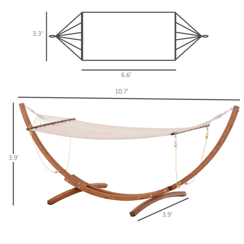 10ft Wooden Arc Hammock with Stand - 300 lbs Capacity for Backyard & Patio - Image 3