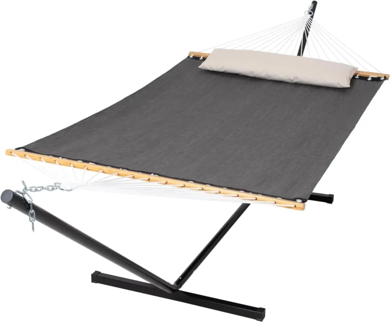 Double Textilene Hammock with Steel Stand - 450 lbs Capacity for Garden & Poolside - Image 10