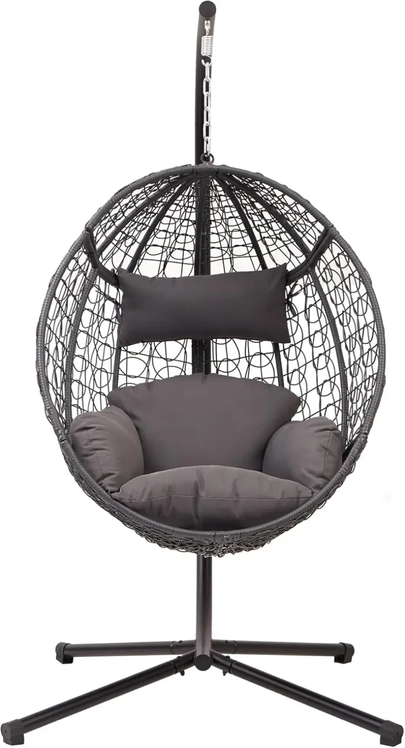 Wicker Rattan Hanging Egg Chair with Stand - 350 lbs Capacity for Indoor & Outdoor - Image 7