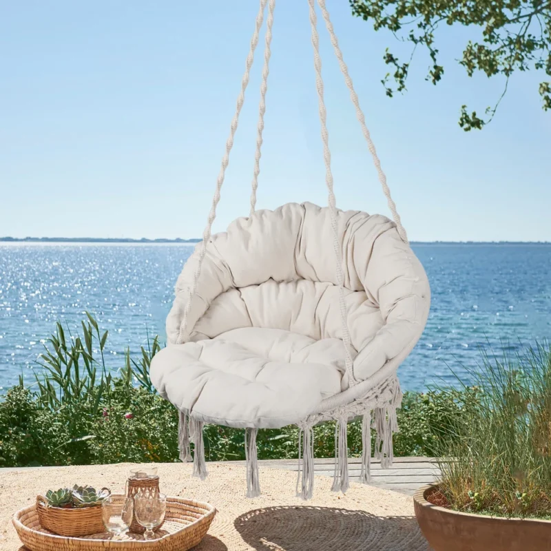 Macrame Hammock Chair Swing - 330 Lbs Capacity for Indoor & Outdoor Relaxation - Image 2