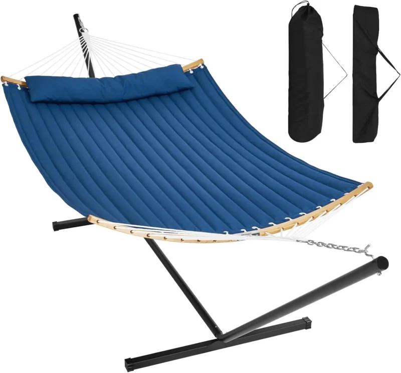 Double Quilted Hammock with Steel Stand - 480 lbs Capacity for Backyard & Patio - Image 13