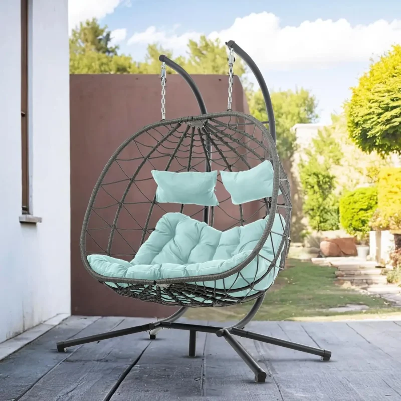 Double Egg Swing Chair with Stand - 400 lbs Capacity for Indoor & Outdoor Use - Image 6