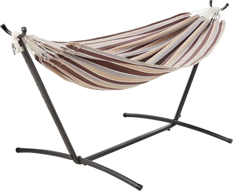 Double Fabric Hammock with Space-Saving Steel Stand - 450 lbs Capacity for Patio & Backyard - Image 10