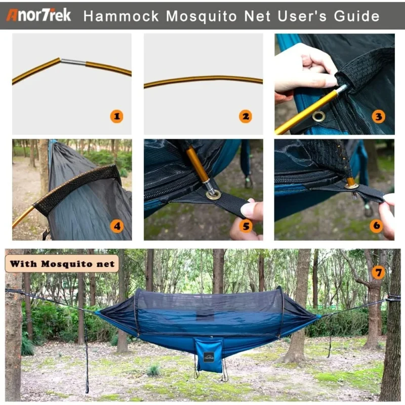 Ultralight Camping Hammock with Mosquito Net - 600 lbs Capacity for Outdoor Adventures - Image 4