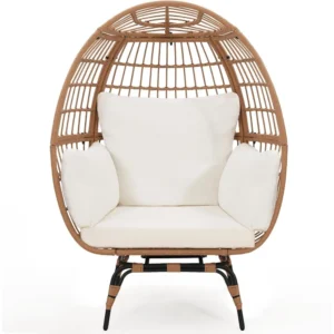 360° Swivel Rattan Egg Chair with Stand - 300 lbs Capacity for Indoor & Outdoor Use