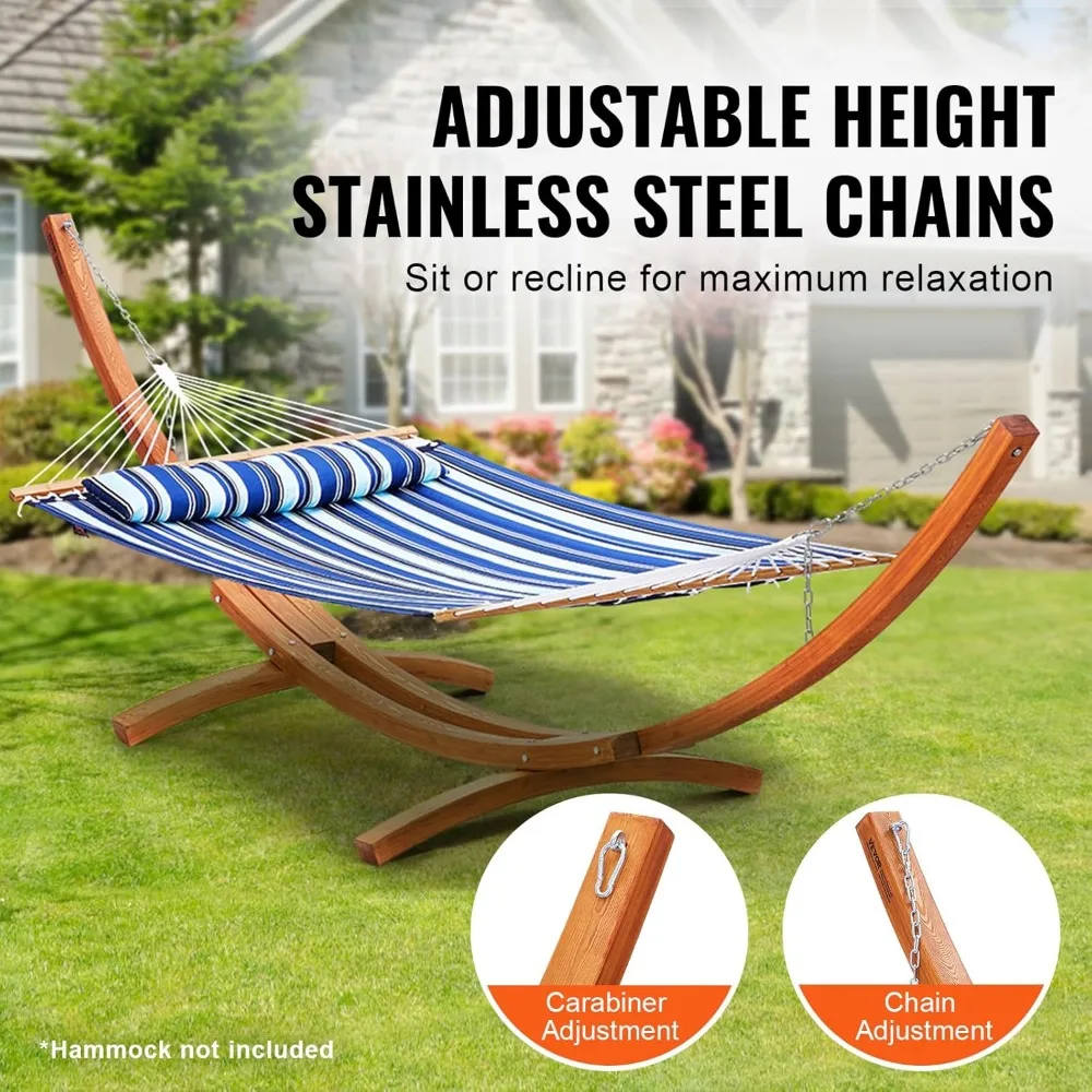 Luxurious wooden hammock stand supporting a two-person hammock