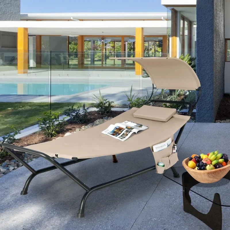 Adjustable Canopy Hammock with Stand - 350 lbs Capacity for Outdoor Relaxation - Image 2