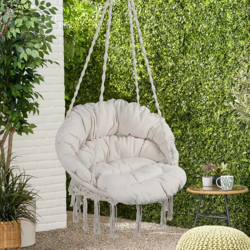 Macrame Hammock Chair Swing - 330 Lbs Capacity for Indoor & Outdoor Relaxation