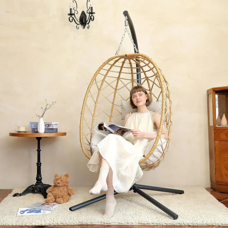 Hanging Egg Chair with Cushion and Stand - 350 lbs Capacity for Indoor & Outdoor - Image 7