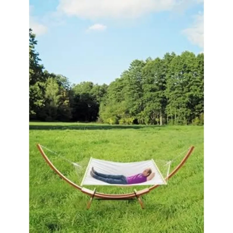 14 Ft Curved Wooden Hammock Stand - 400 lbs Capacity for Double Hammocks - Amber Yellow - Image 4
