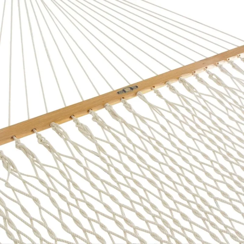 Double Cotton Rope Hammock with Extension Chains - 450 lbs Capacity for Backyard Relaxation - Image 3