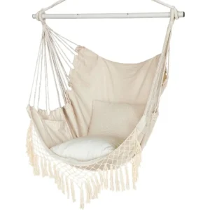Hanging Rope Swing Chair with 2 Cushions - 330 lbs Capacity for Indoor & Outdoor