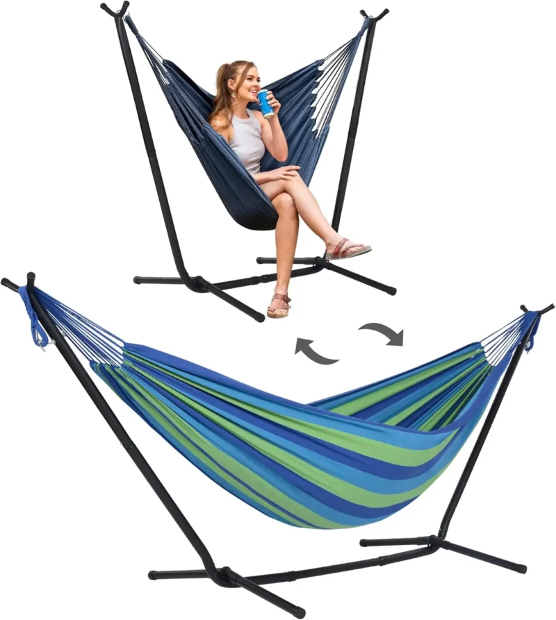Double Convertible Hammock with Steel Stand - 475 lbs Capacity for Backyard & Camping - Image 14