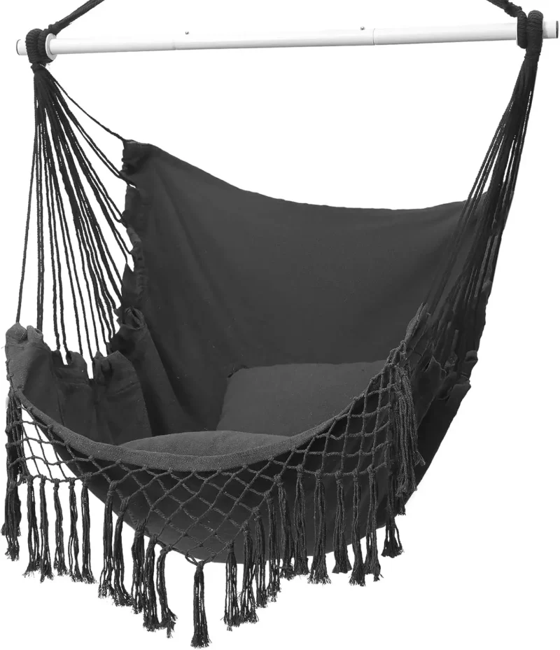 Hanging Rope Swing Chair with 2 Cushions - 330 lbs Capacity for Indoor & Outdoor - Image 8