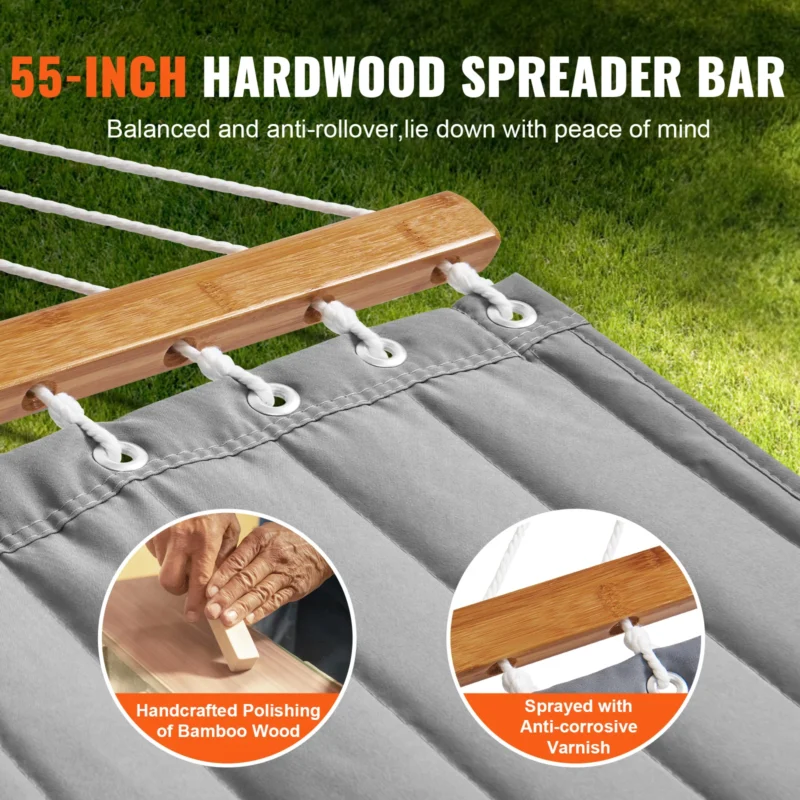 Double 480lb Hammock with 12ft Steel Stand & Pillow - Heavy-Duty for Patio & Yard - Image 4