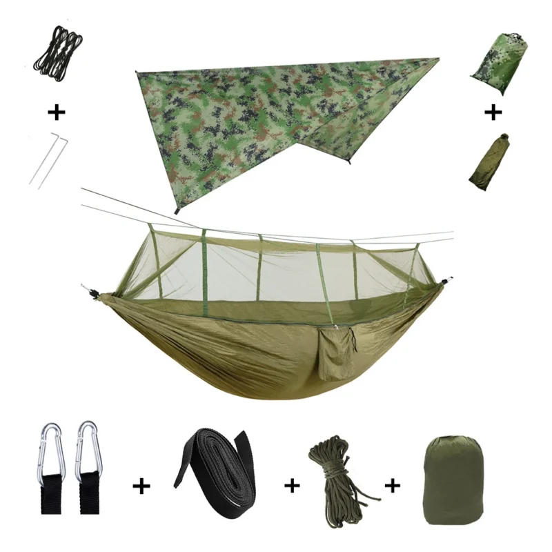 Two-Person Camping Hammock with Mosquito Net and Rain Cover - 440 lbs Capacity for Outdoor Adventures - Image 8