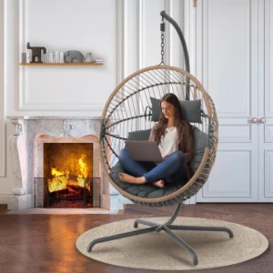 Hanging Egg Chair with Steel Frame Stand - 350 lbs Capacity for Patio & Garden