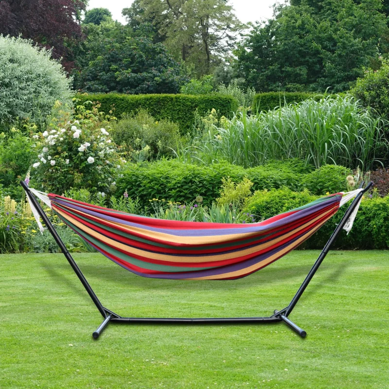 Double Fabric Hammock with Steel Stand - 450 lbs Capacity for Backyard & Patio - Image 4