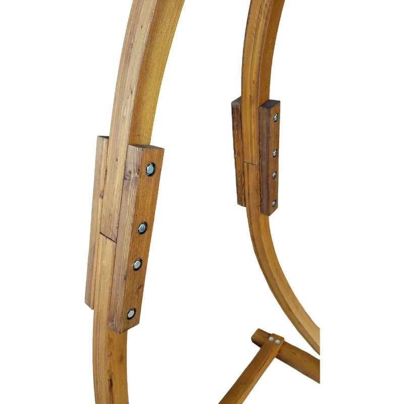 7 ft Wooden Hammock Chair Stand with Teak Finish - 265 lbs Capacity for Indoor & Outdoor Use - Image 4