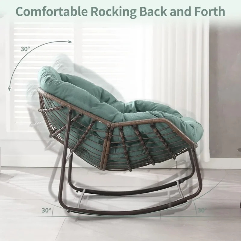 Oversized Egg Papasan Rocking Chair with Cushion - 350 lbs Capacity for Indoor & Outdoor - Image 3