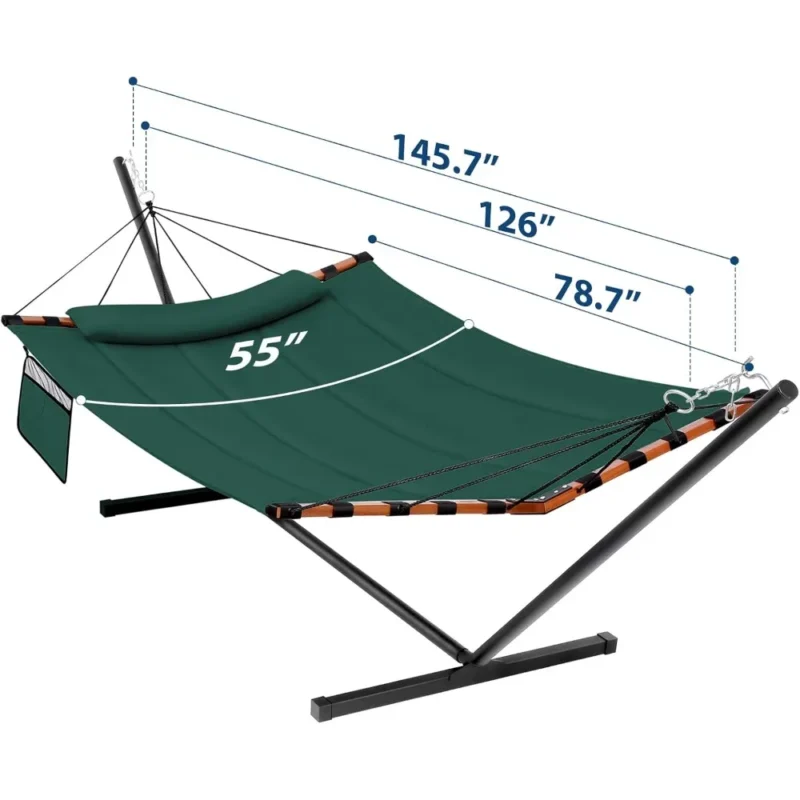 Double Polyester Hammock with Stand - 450 lbs Capacity for Outdoor Relaxation - Image 6