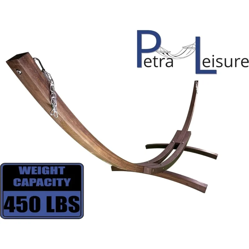 14 Ft. Wooden Arc Hammock Stand with Coffee Stain Finish - 450 lbs Capacity for Backyard & Patio - Image 2