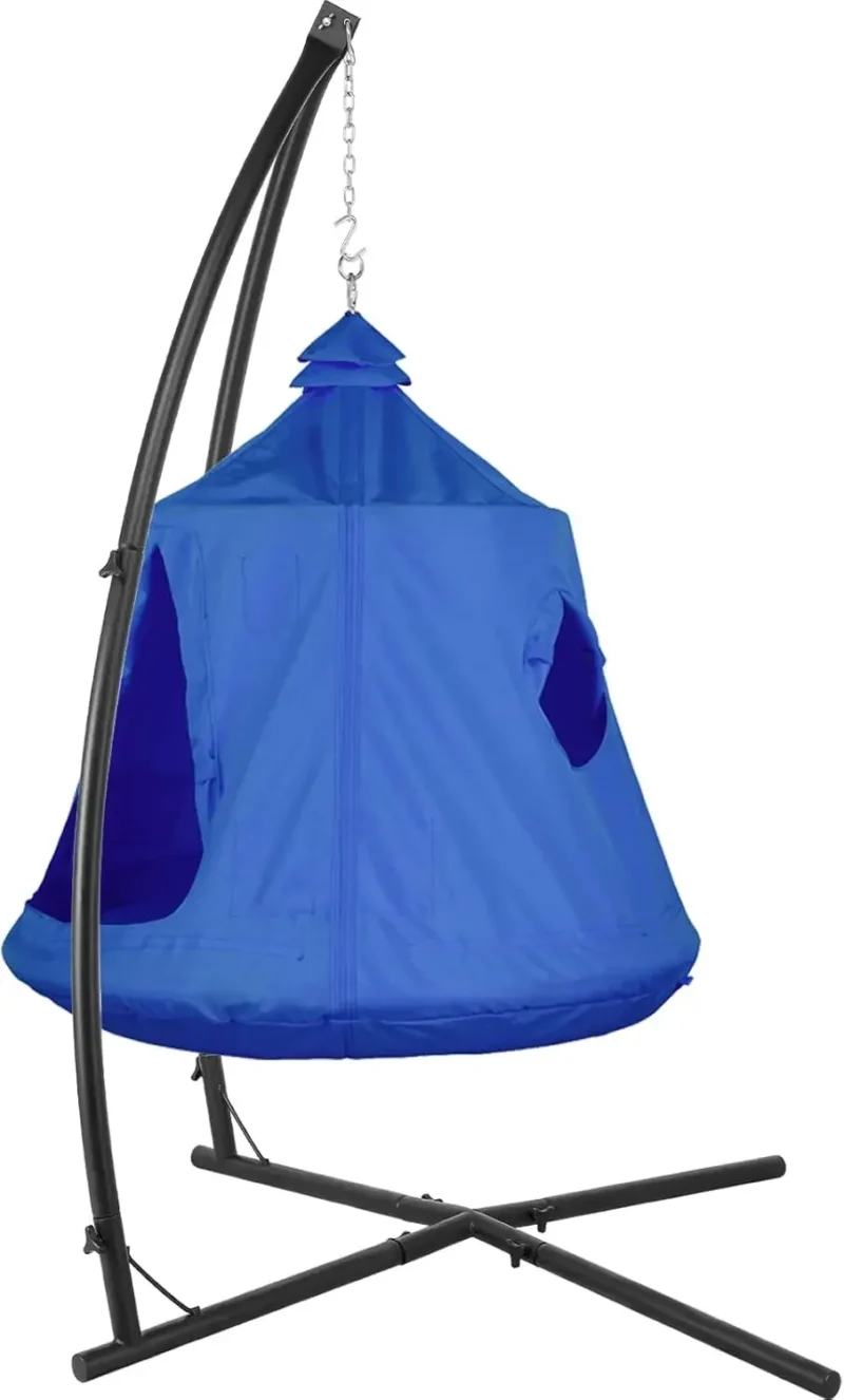X-Shaped Hanging Egg Chair with Canopy Stand - 330 lbs Capacity for Indoor & Outdoor - Image 9