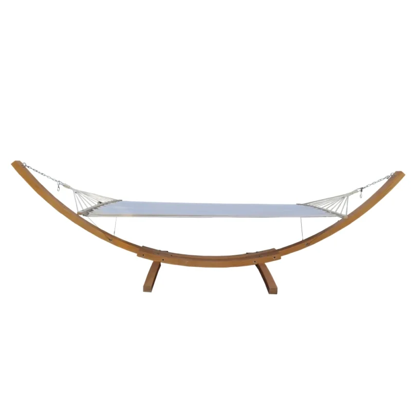 Single Canvas Hammock with Steel Stand - 300 lbs Capacity for Indoor & Outdoor Use - Image 2