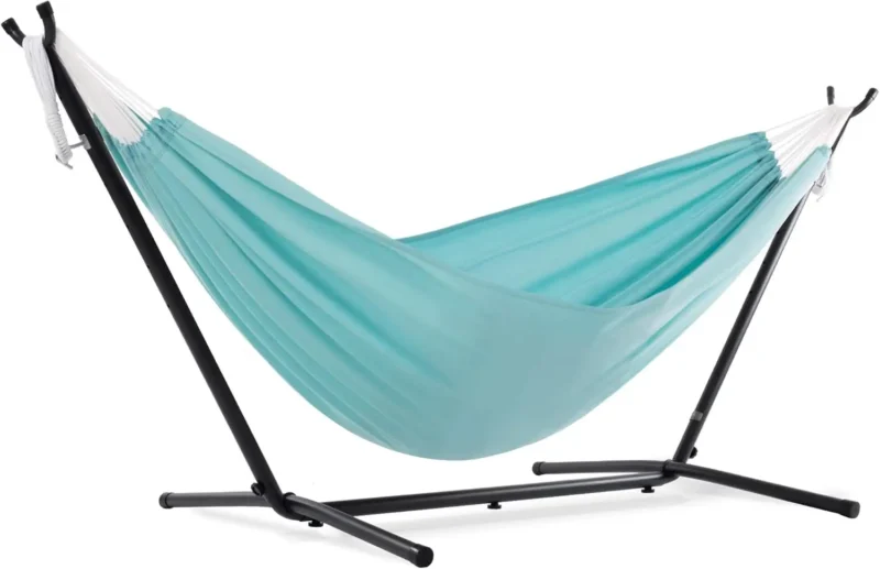Double Polyester Hammock with Steel Stand - 450 lb Capacity for Indoor & Outdoor Relaxation - Image 6