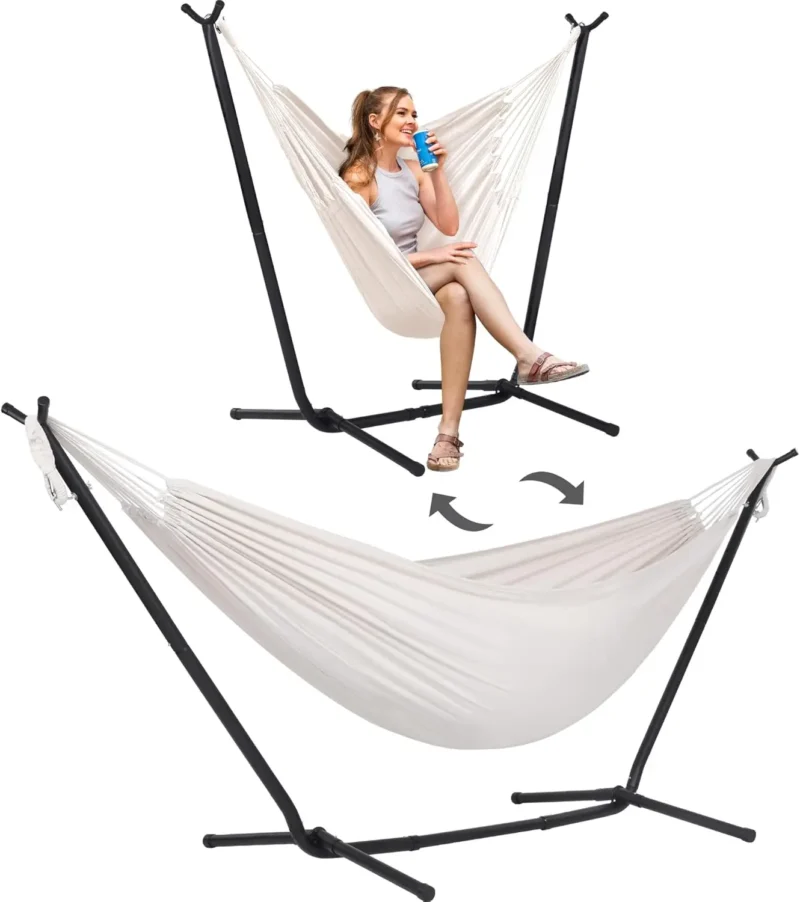 Double Convertible Hammock with Steel Stand - 475 lbs Capacity for Backyard & Camping - Image 12