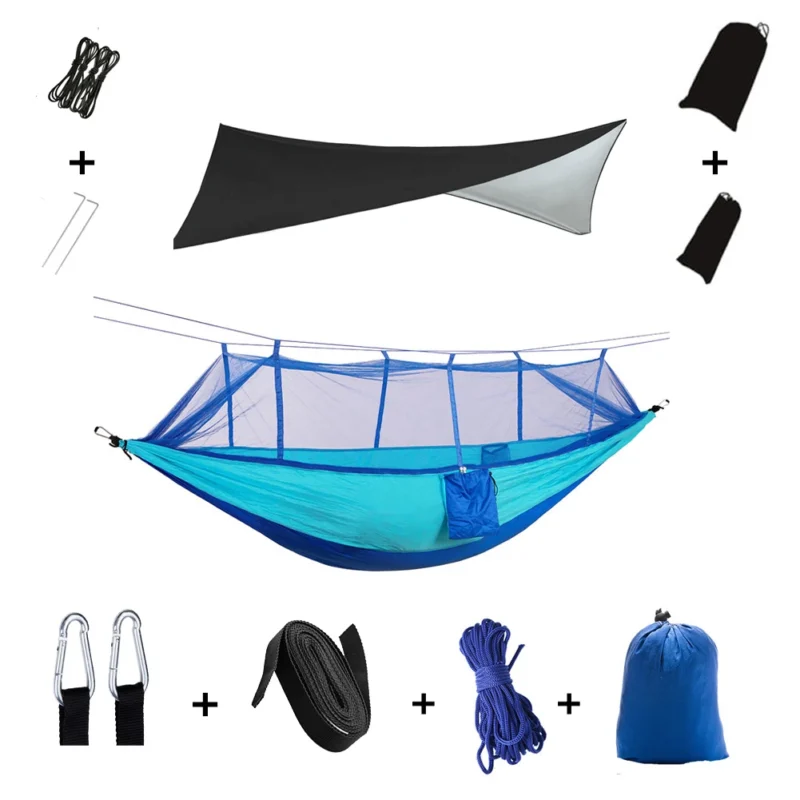 Two-Person Camping Hammock with Mosquito Net and Rain Cover - 440 lbs Capacity for Outdoor Adventures - Image 10