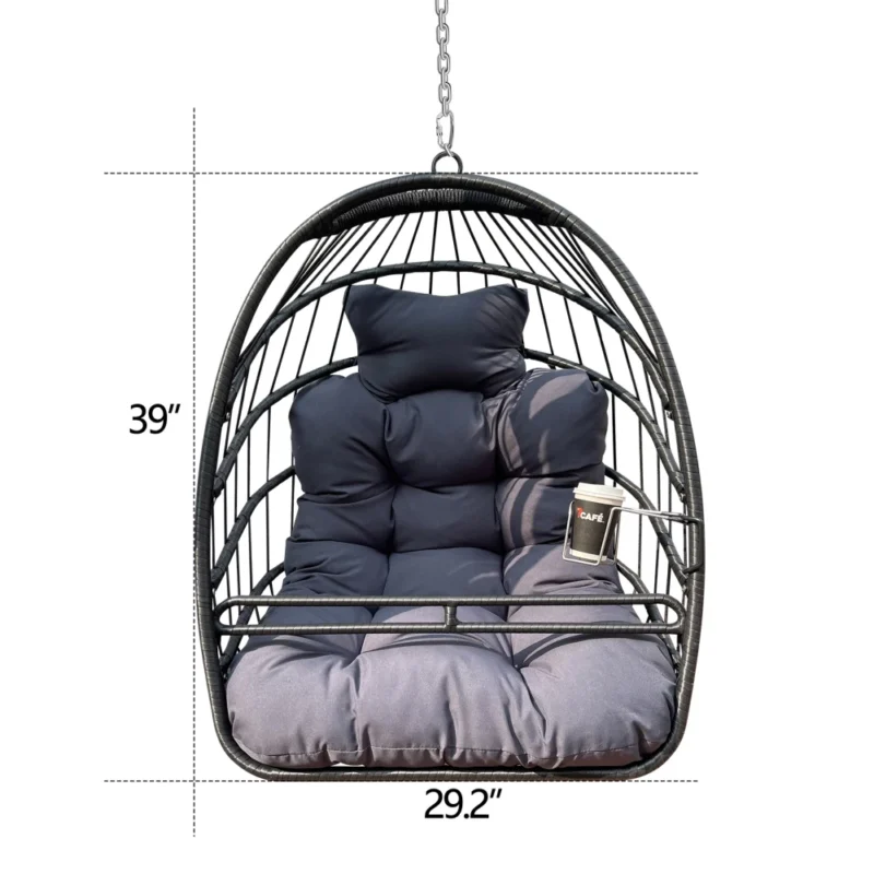 Hanging Egg Chair with UV Resistant Cushion - 350 lbs Capacity for Indoor & Outdoor - Image 3