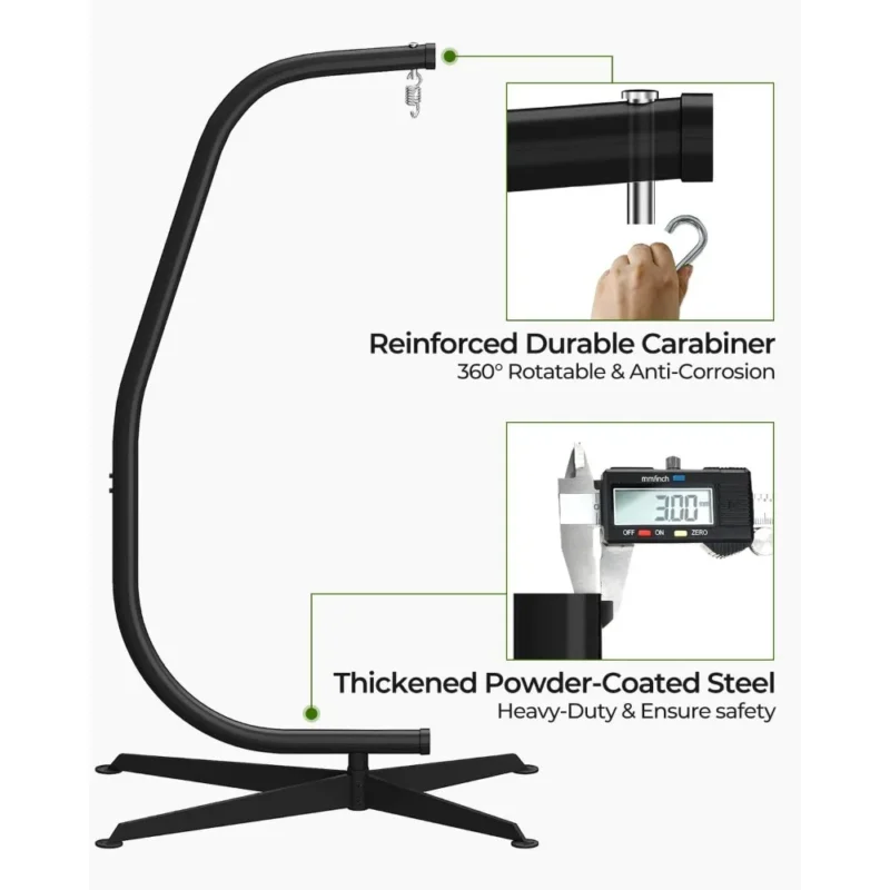 C-Stand Hammock Swing Stand with Spring Hook - 330 lbs Capacity for Indoor & Outdoor Use - Image 6