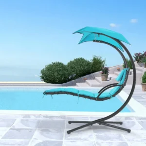 Hanging Hammock Chair with Canopy and Stand - 330 lbs Capacity for Patio & Garden