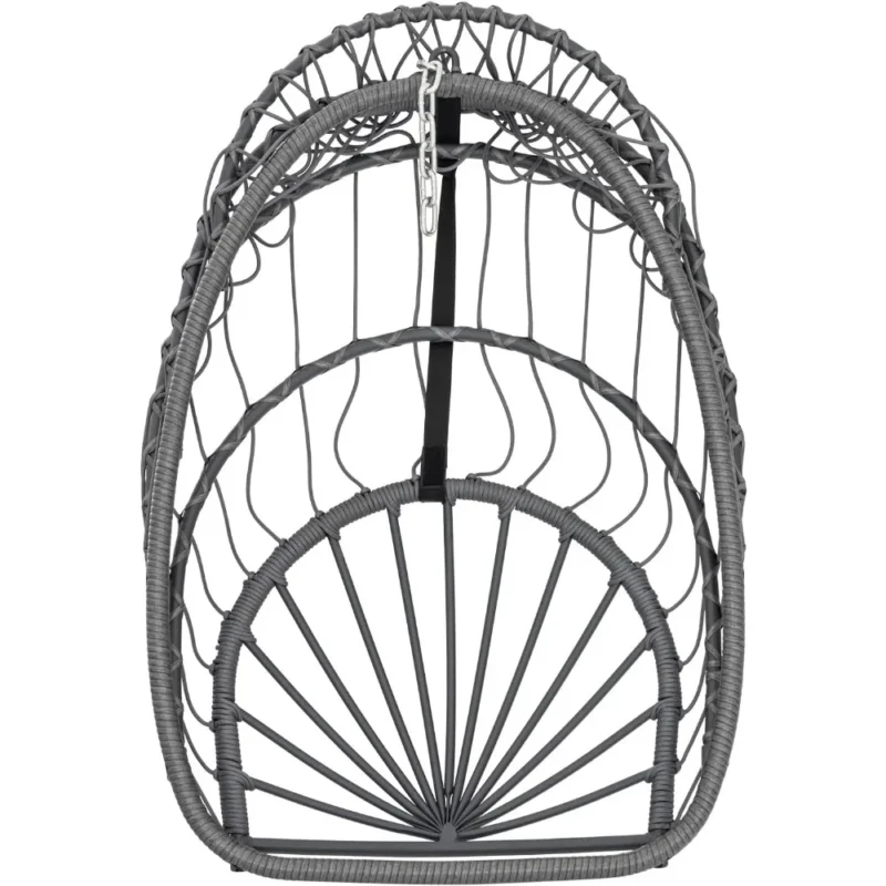Hanging Egg Chair with Wicker Basket - 350 lbs Capacity for Indoor & Outdoor Use - Image 5