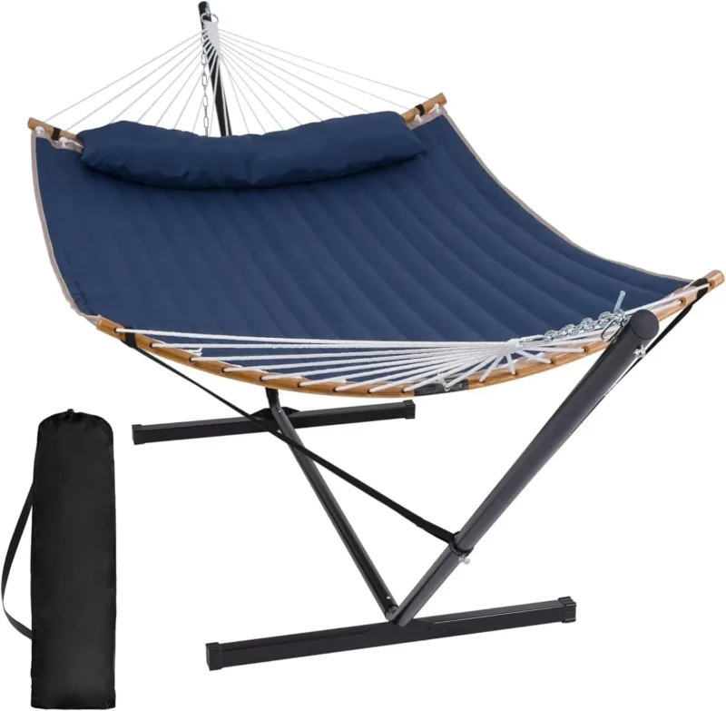 Double Fabric Hammock with Curved Spreader Bar - 450 lbs Capacity for Backyard & Patio - Image 10