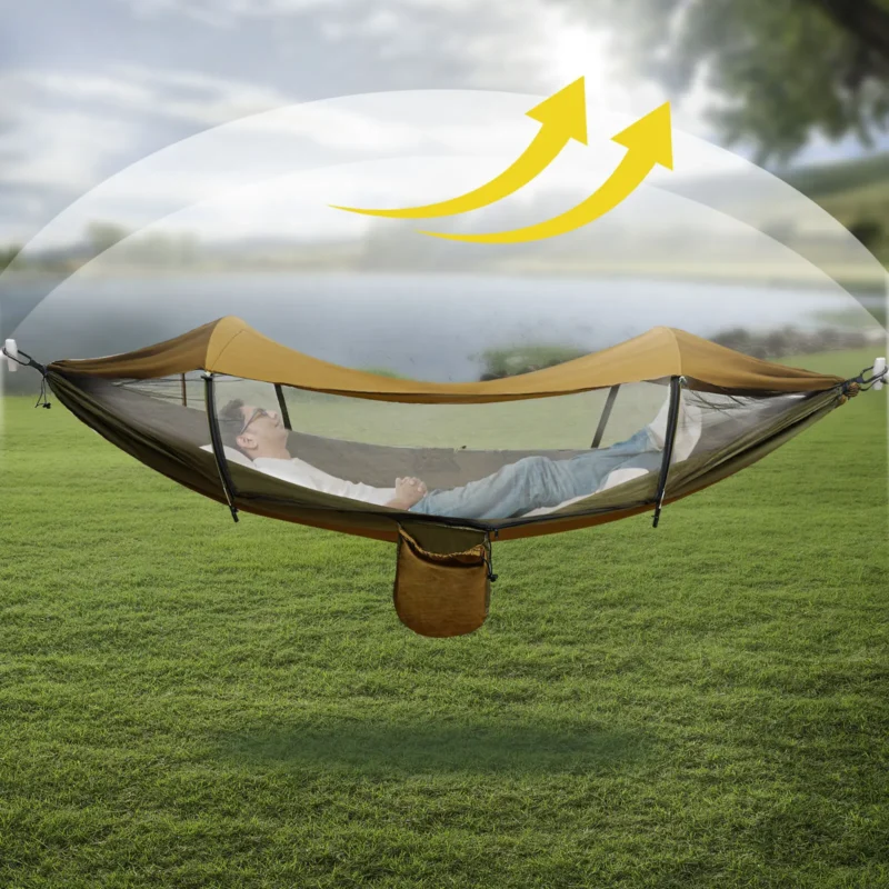 Portable Camping Hammock with Mosquito Net - 350 lbs Capacity for Outdoor Adventures - Image 3
