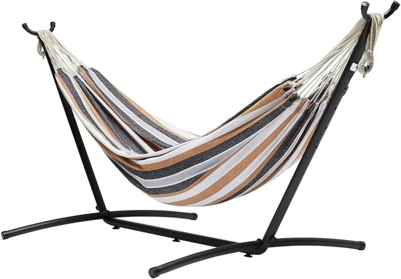 Double Fabric Hammock with Space-Saving Steel Stand - 450 lbs Capacity for Patio & Backyard - Image 9
