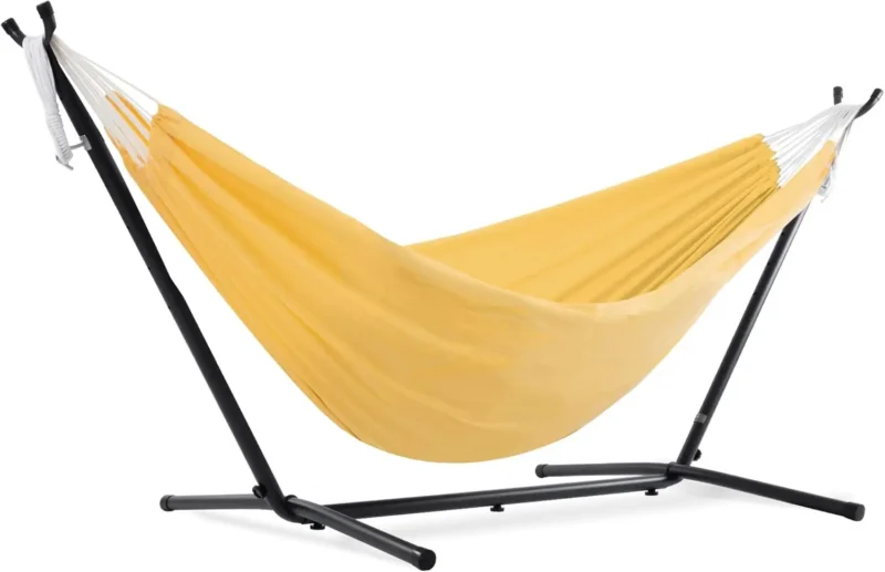 Double Polyester Hammock with Steel Stand - 450 lb Capacity for Indoor & Outdoor Relaxation - Image 9