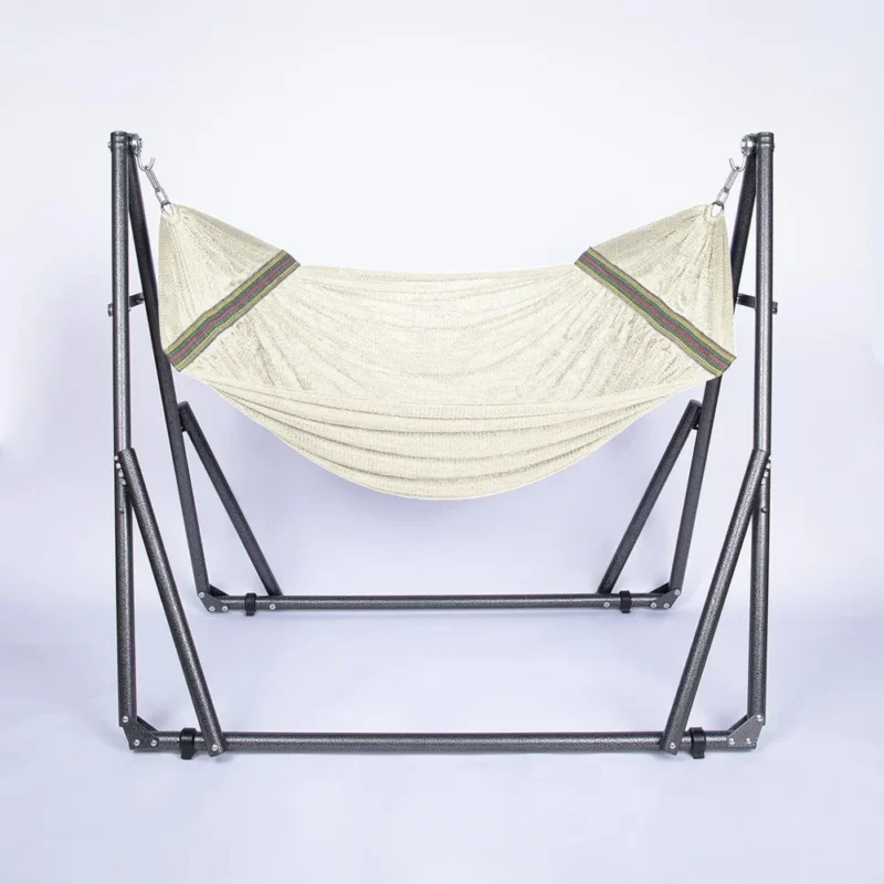 2-in-1 Polyester Hammock with Steel Stand - 450 lbs Capacity for Indoor & Outdoor Relaxation - Image 3