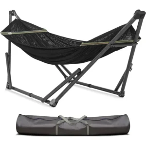 Foldable Steel Hammock with Stand - 550 lbs Capacity for Backyard & Camping